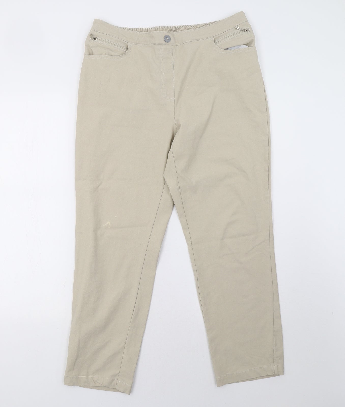 Womens UK Size 18 Preworn Regular Fit  Beige Trousers