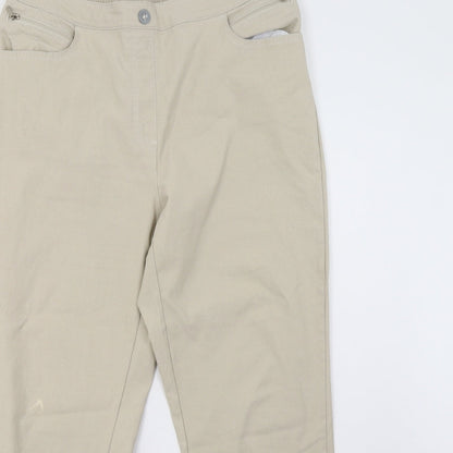 Womens UK Size 18 Preworn Regular Fit  Beige Trousers