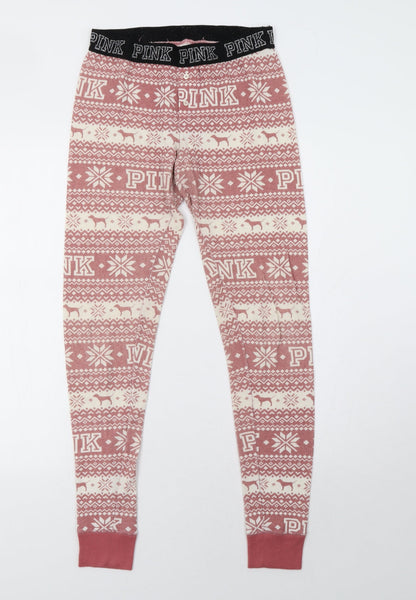 Front view of pin women’s pink geometric pyjama pants, size S