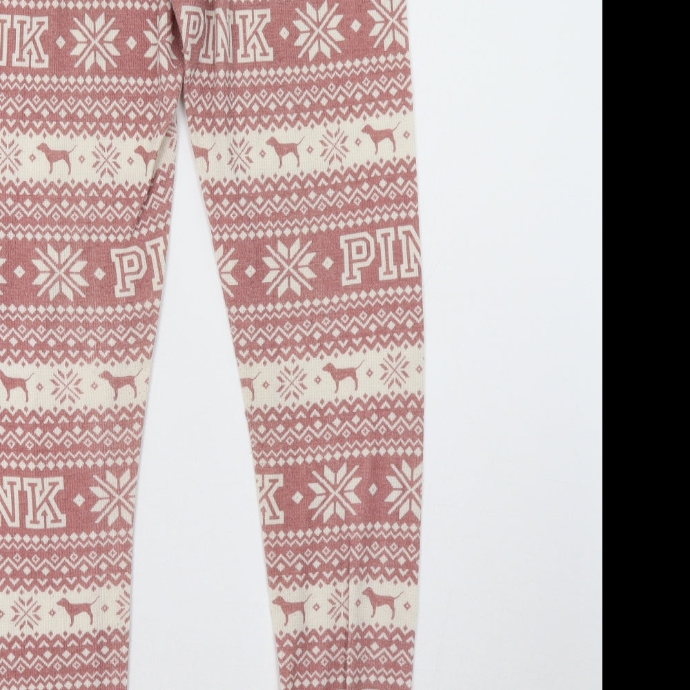 Brand and care label for pin women’s pink geometric pyjama pants, size S