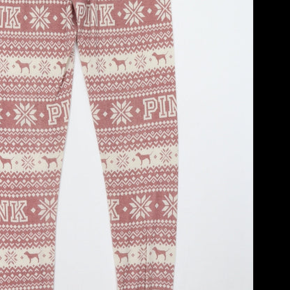 Brand and care label for pin women’s pink geometric pyjama pants, size S