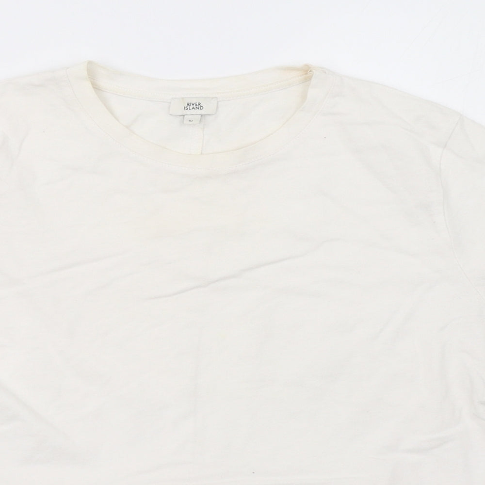 Womens UK Size 10 River Island White Basic T-Shirt