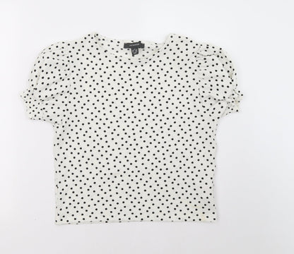 Primark Womens White Polka Dot  Basic T-Shirt Size 8