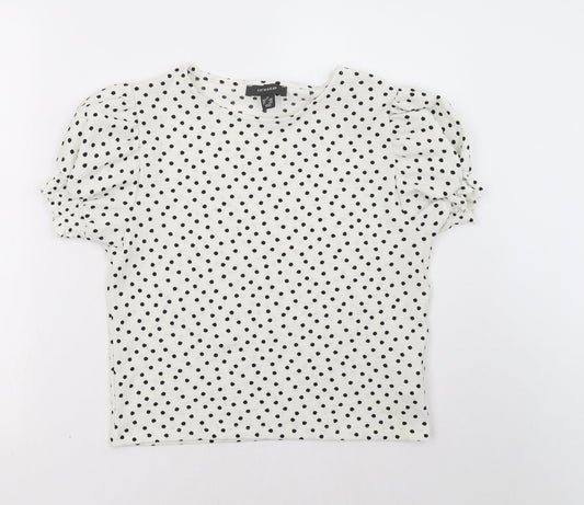 Primark Womens White Polka Dot  Basic T-Shirt Size 8