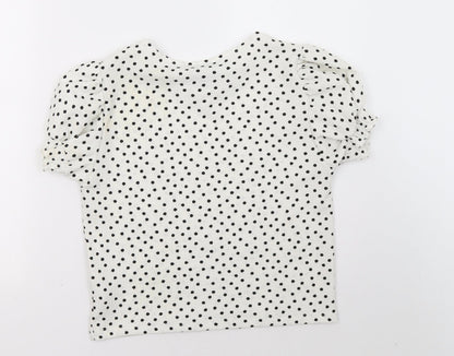 Primark Womens White Polka Dot  Basic T-Shirt Size 8