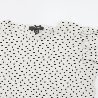Primark Womens White Polka Dot  Basic T-Shirt Size 8