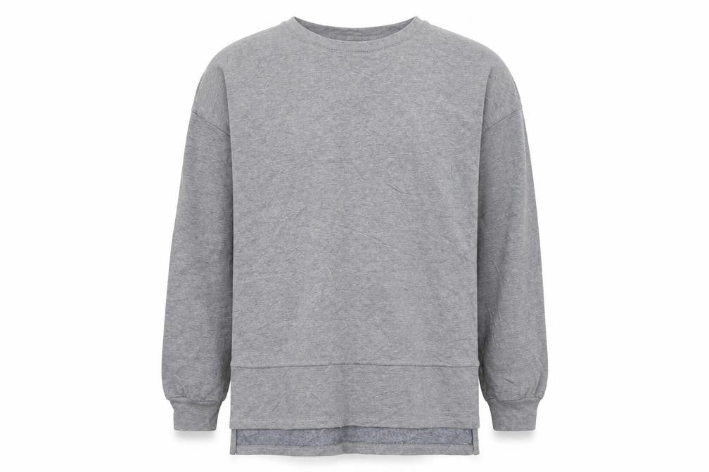 Front view of universal thread men’s grey pullover sweatshirt, size XS