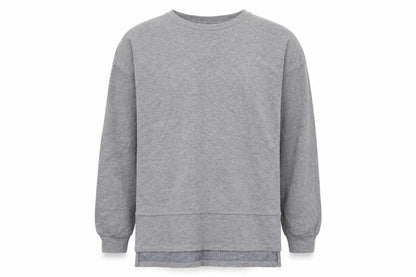 Front view of universal thread men’s grey pullover sweatshirt, size XS
