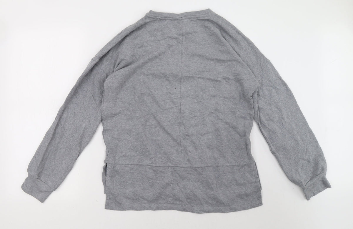 Back view of universal thread men’s grey pullover sweatshirt, size XS