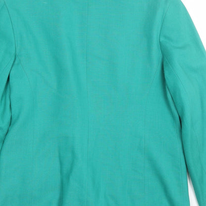 Brand and care label for Compliments women’s green jacket suit, size UK 16