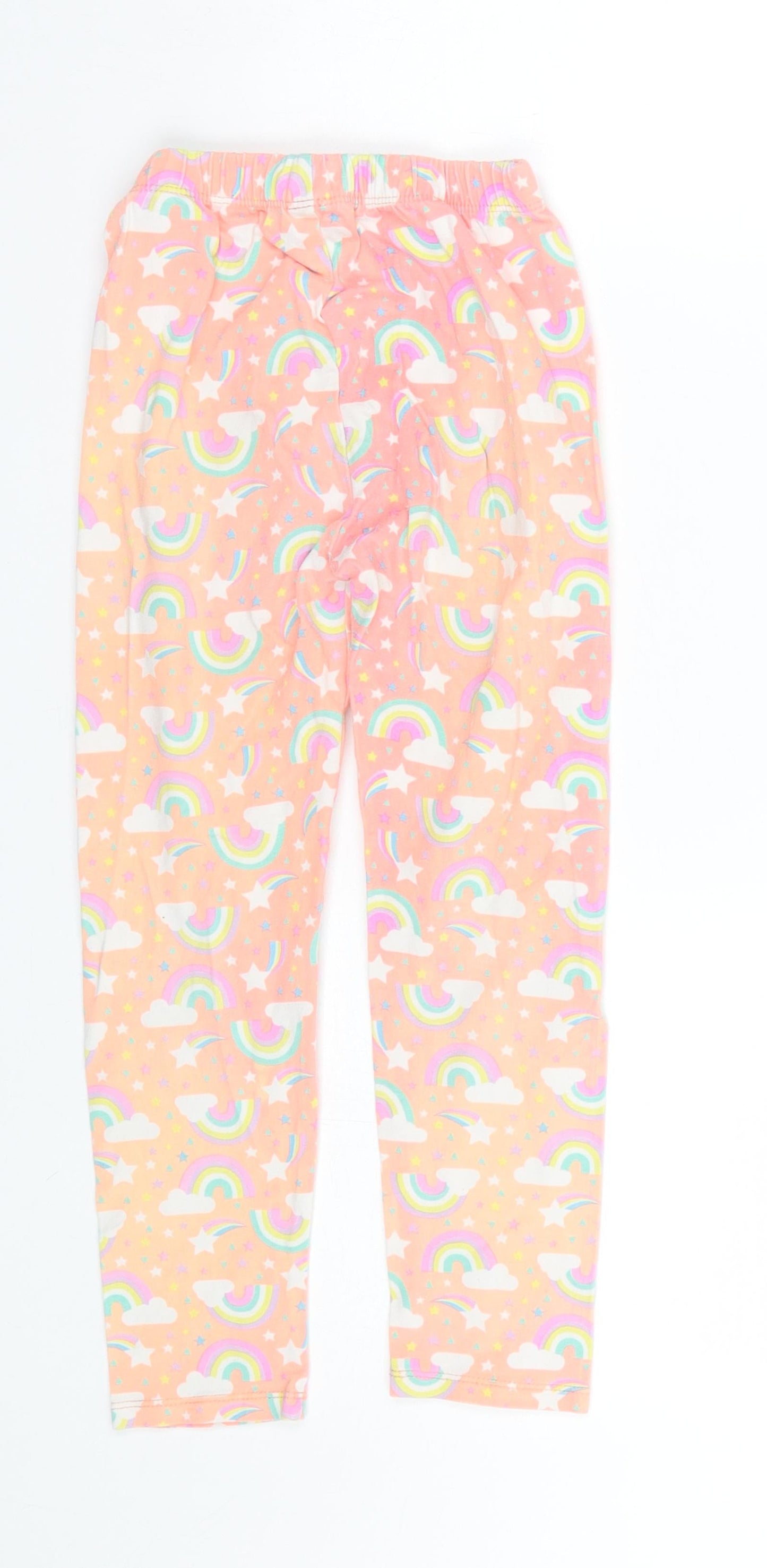 Preworn Girls Orange Polka Dot  Cami Pyjama Pants Size 4 Years