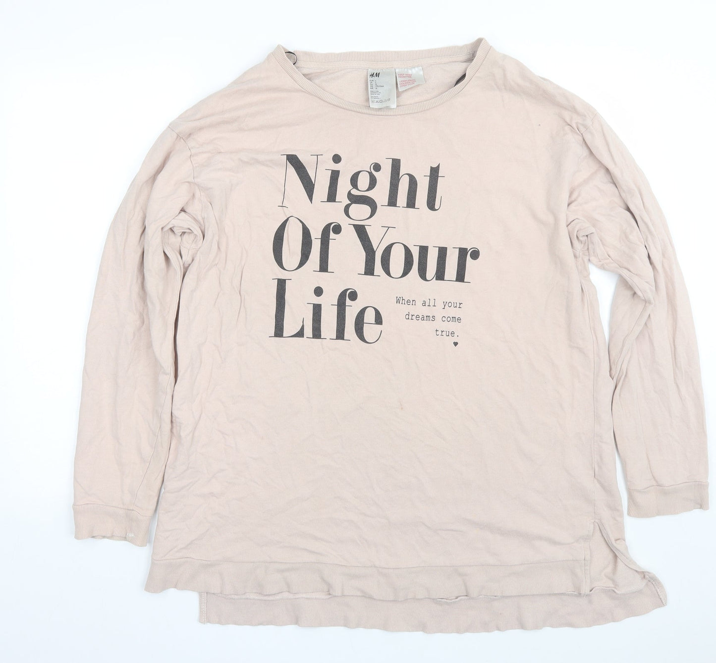H&M Womens Pink   Pullover Sweatshirt Size L