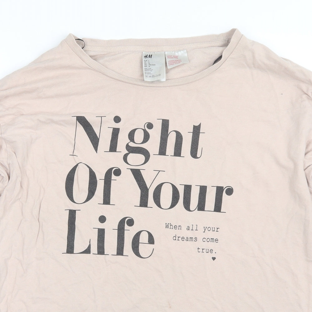 H&M Womens Pink   Pullover Sweatshirt Size L