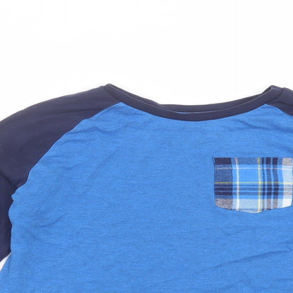 Close-up detail of George boys’ blue solid pyjama top, size 11-12, years