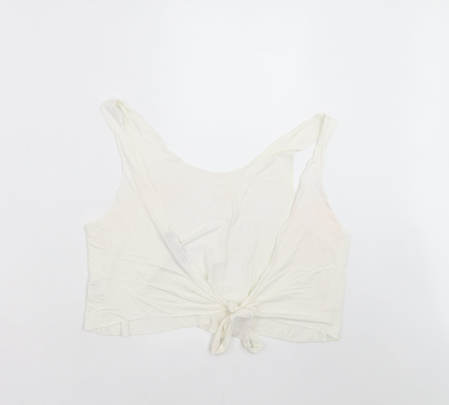 Missguided Womens White   Cropped Blouse Size 8  - tie back