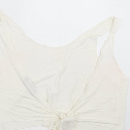 Missguided Womens White   Cropped Blouse Size 8  - tie back