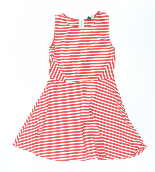 Divided by H&M Womens Red Striped  Fit & Flare  Size M