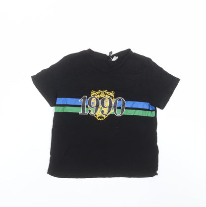 Womens UK Size S Divided by H&M Black Basic T-Shirt