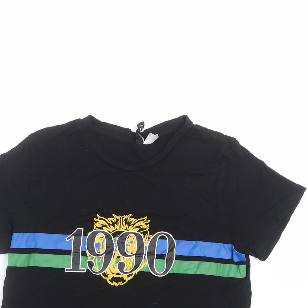 Womens UK Size S Divided by H&M Black Basic T-Shirt
