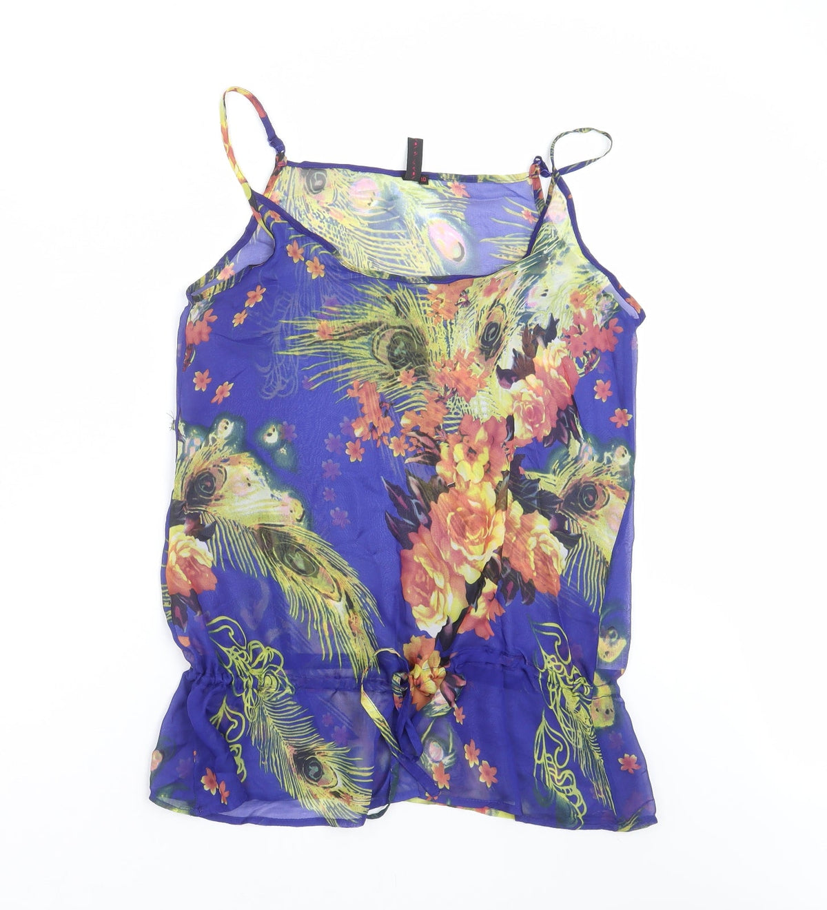 Additional front view of Tokiyo women’s blue floral basic blouse, size UK 10