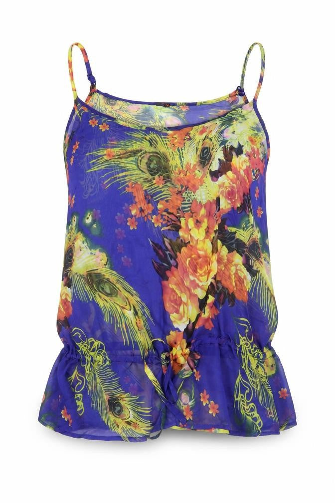 Front view of Tokiyo women’s blue floral basic blouse, size UK 10