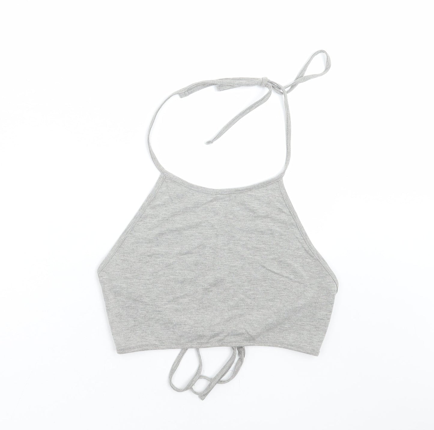 Womens UK Size 10 Missguided Grey Cropped T-Shirt