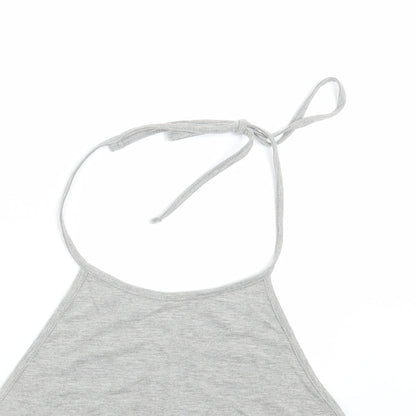 Womens UK Size 10 Missguided Grey Cropped T-Shirt