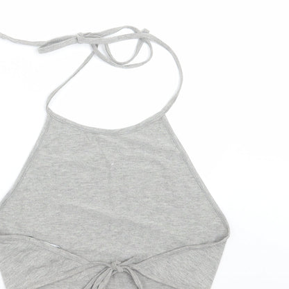 Womens UK Size 10 Missguided Grey Cropped T-Shirt