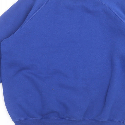 Brand and care label for westex boys’ blue pullover sweatshirt, size 12-13, years - school