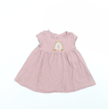 NEXT Girls Purple   T-Shirt Dress  Size 9-12 Months  - rainbow