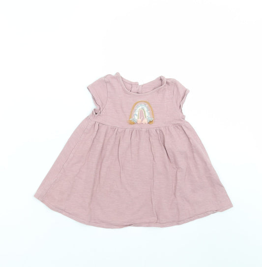 NEXT Girls Purple   T-Shirt Dress  Size 9-12 Months  - rainbow