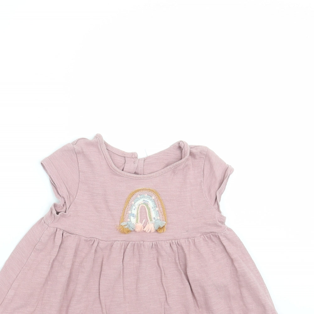 NEXT Girls Purple   T-Shirt Dress  Size 9-12 Months  - rainbow
