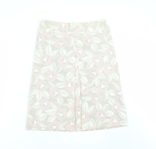 Oasis Womens Beige Floral  A-Line Skirt Size 10
