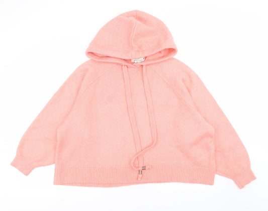 H&M Womens Pink  Knit Pullover Hoodie Size XS