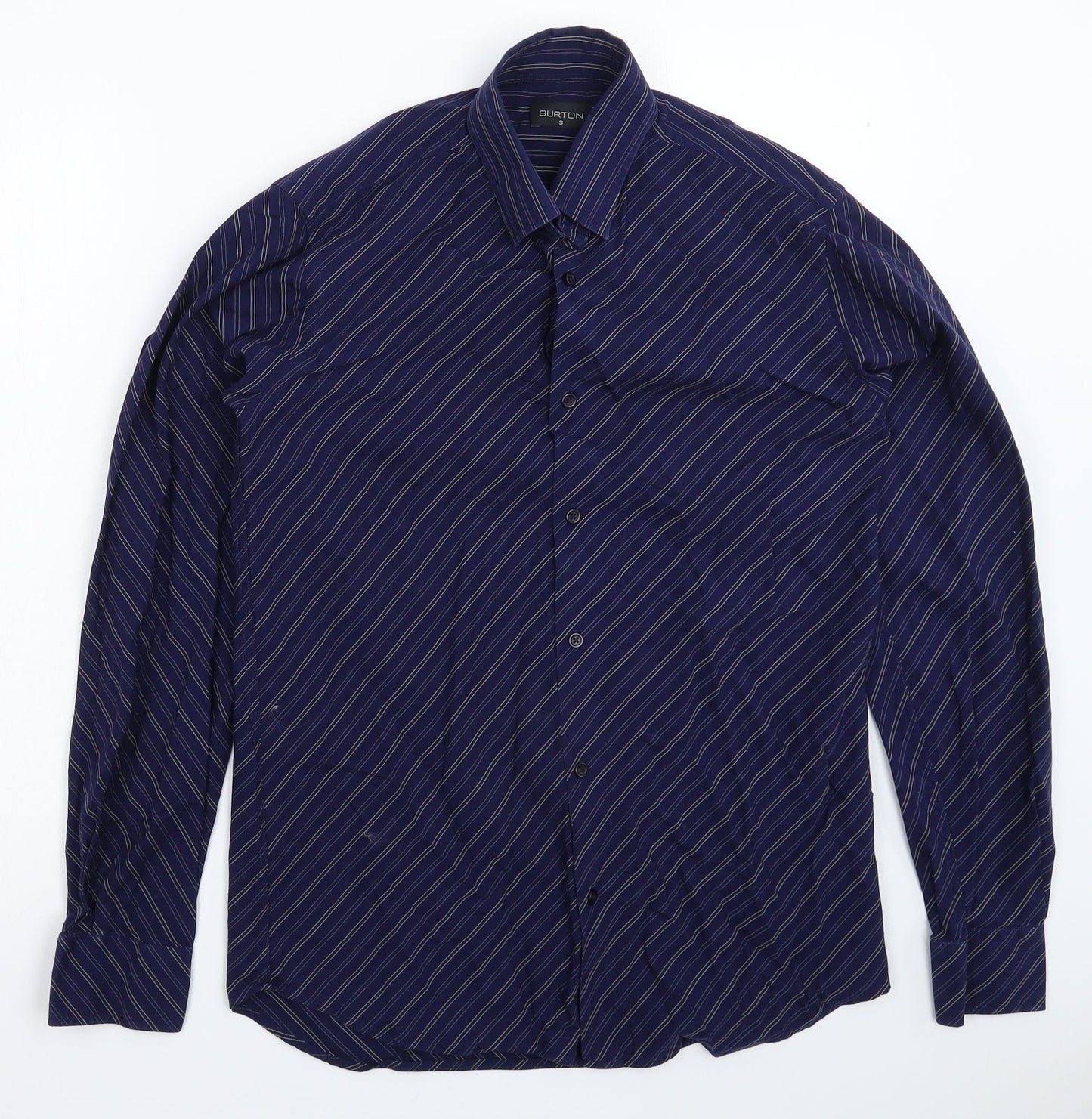 Mens UK Collar Size S Burton Smart Blue  Dress Shirt