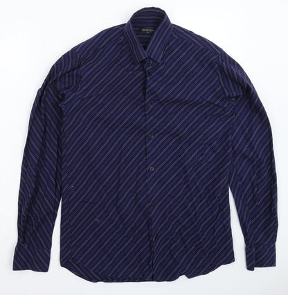 Mens UK Collar Size S Burton Smart Blue  Dress Shirt