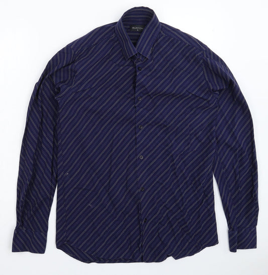 Mens UK Collar Size S Burton Smart Blue  Dress Shirt