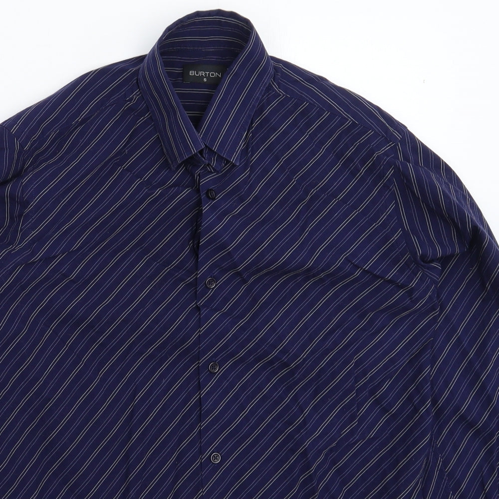 Mens UK Collar Size S Burton Smart Blue  Dress Shirt