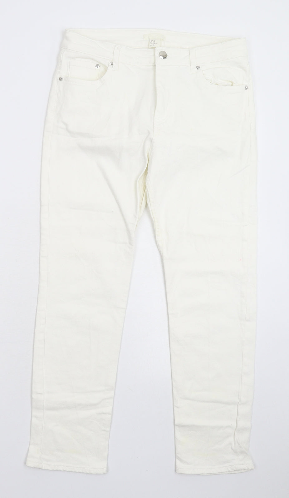 Womens UK Size 10 H&M Extra-Slim Fit Skinny White Jeans