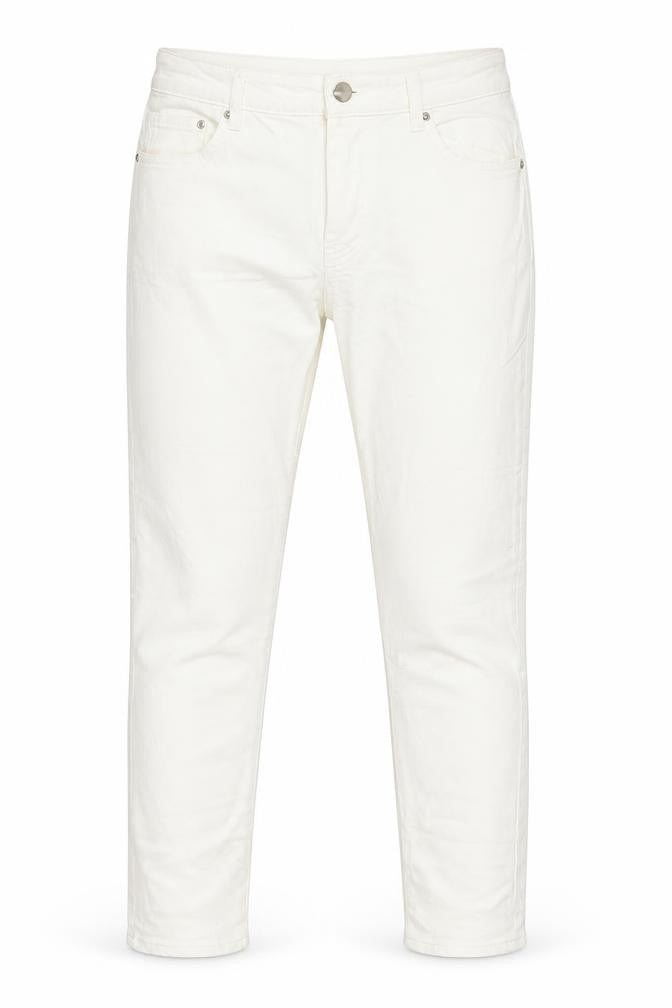 Front view of H&M women’s white denim skinny jeans, size UK 10, 26-inch leg