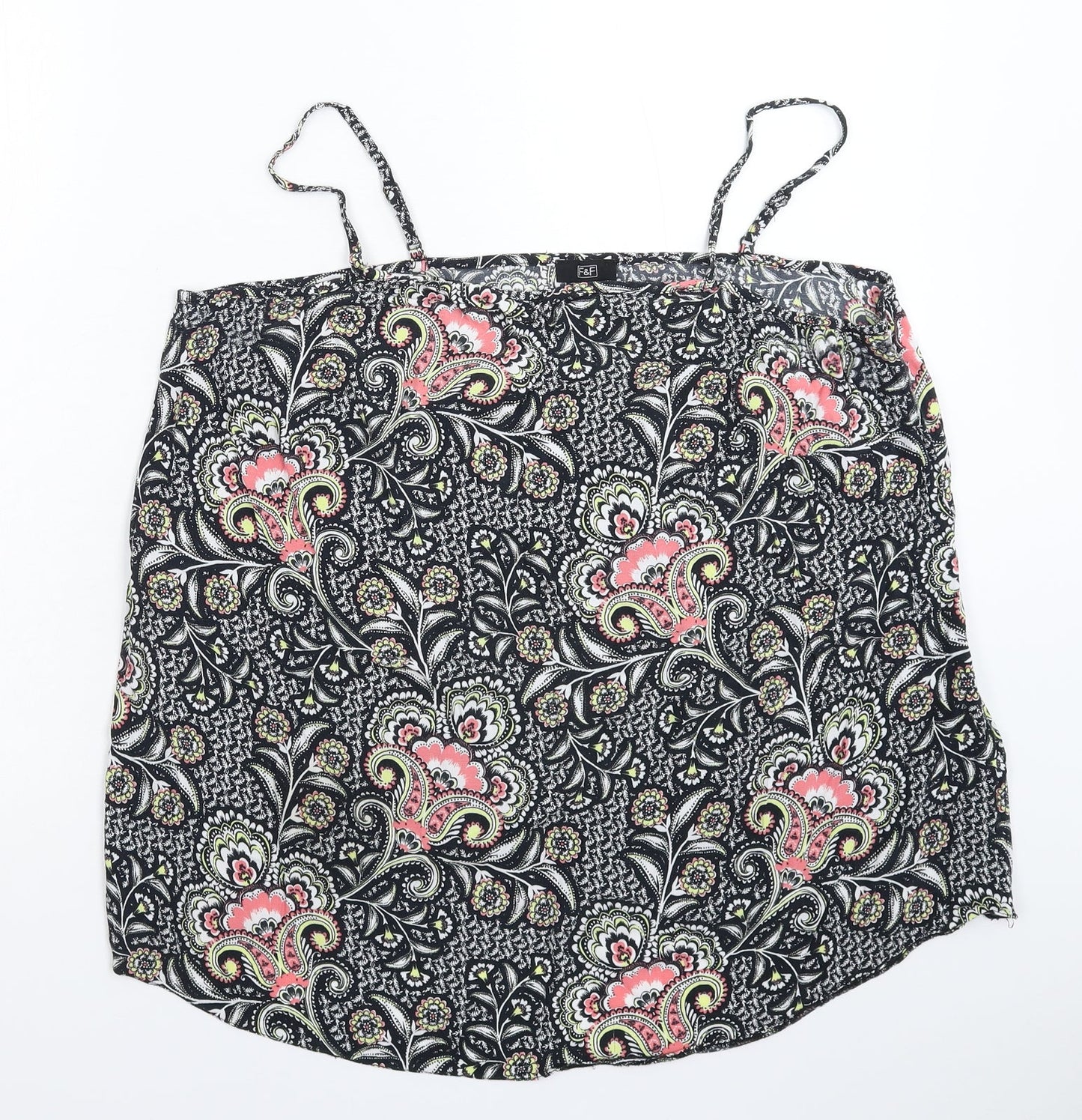 F&F Womens Black Floral  Basic Tank Size 20