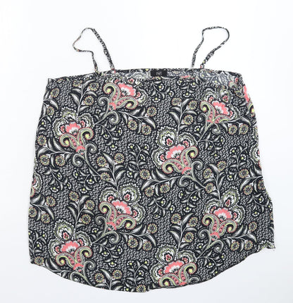 F&F Womens Black Floral  Basic Tank Size 20