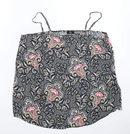 F&F Womens Black Floral  Basic Tank Size 20