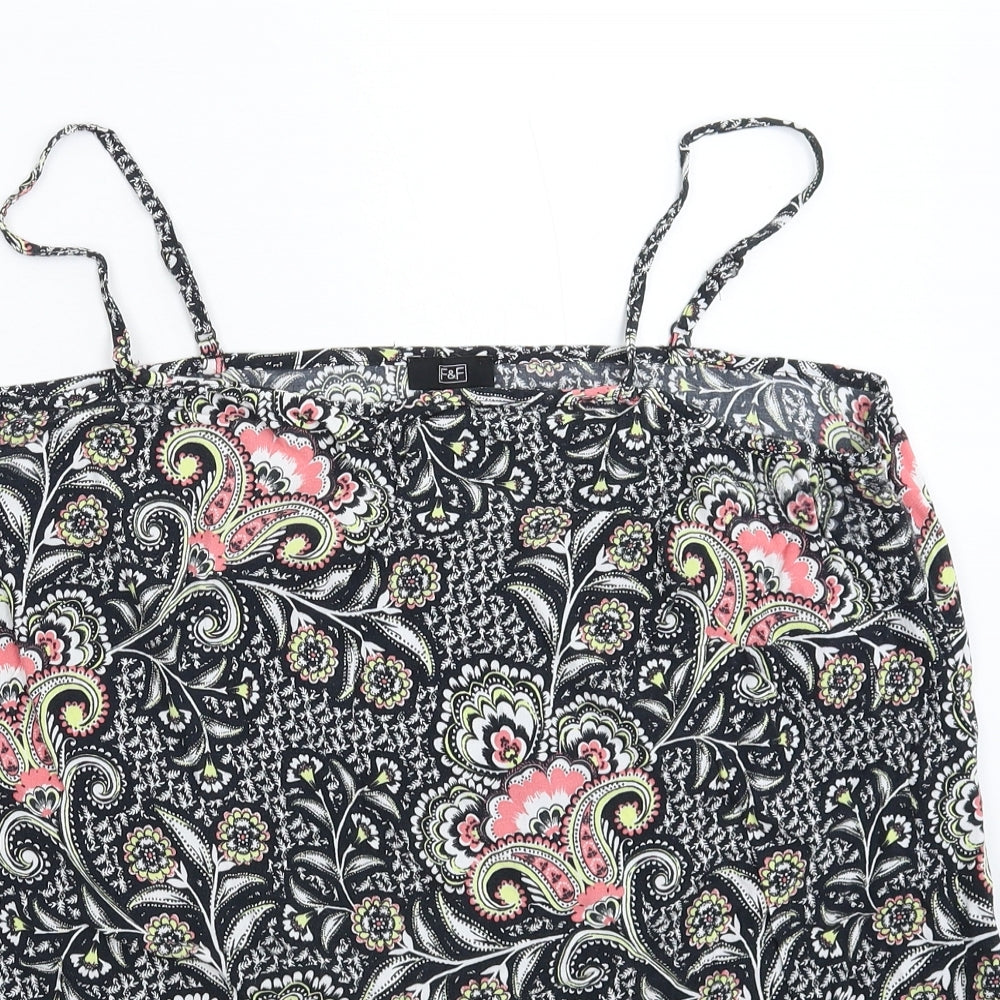 F&F Womens Black Floral  Basic Tank Size 20