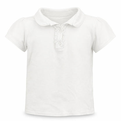 Front view of George boys’ white basic polo, size 6-7, years