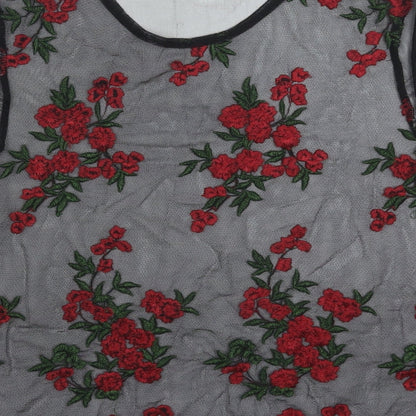 Preworn Womens Black Floral  Basic T-Shirt Size S