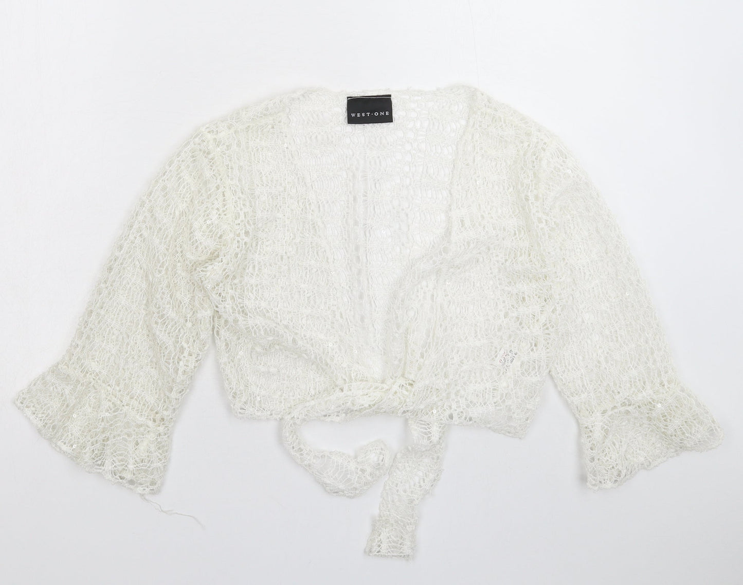 West One Womens White  Knit Cardigan Jumper Size 12