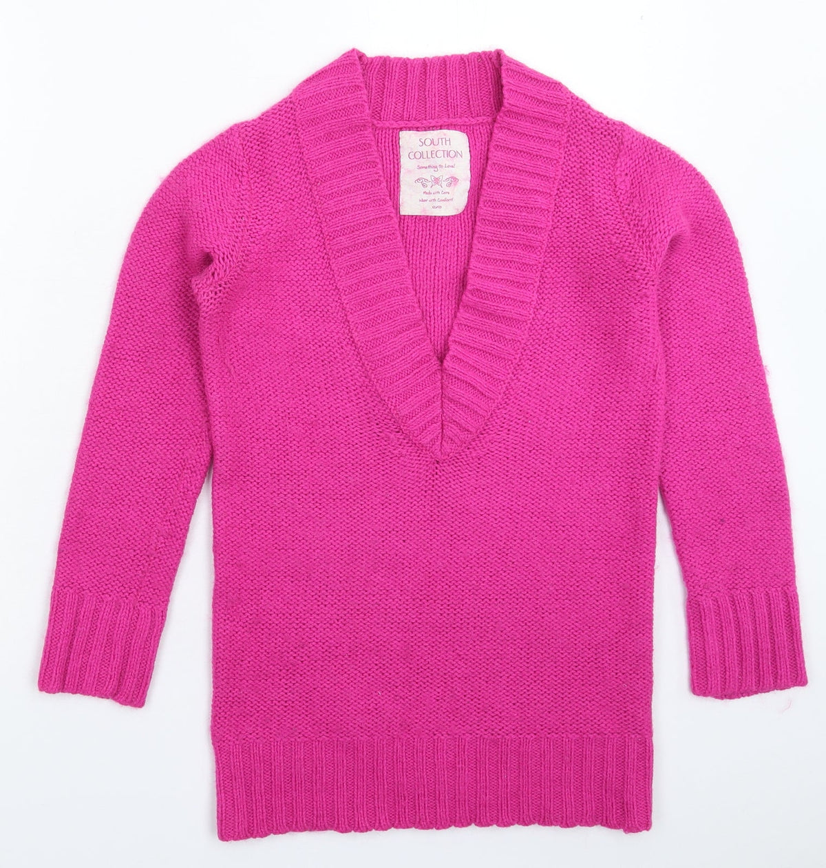 Additional front view of Shop Direct women’s pink knit jumper, size UK 10