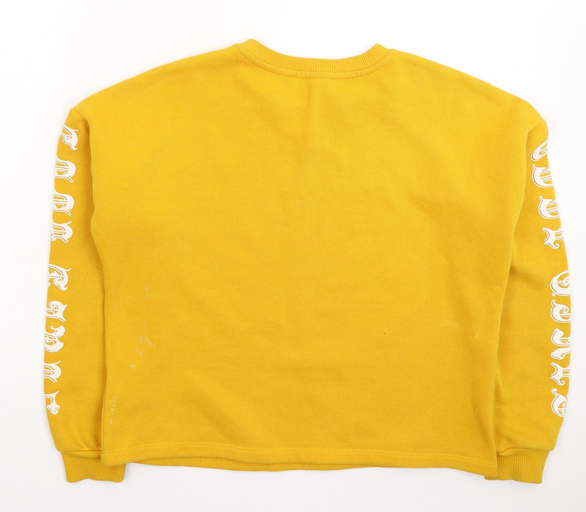 Back view of KOTON women’s yellow pullover sweatshirt, size XS