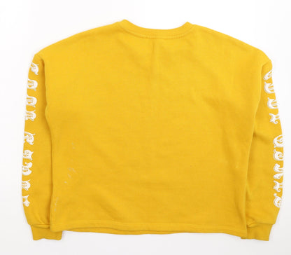 Back view of KOTON women’s yellow pullover sweatshirt, size XS